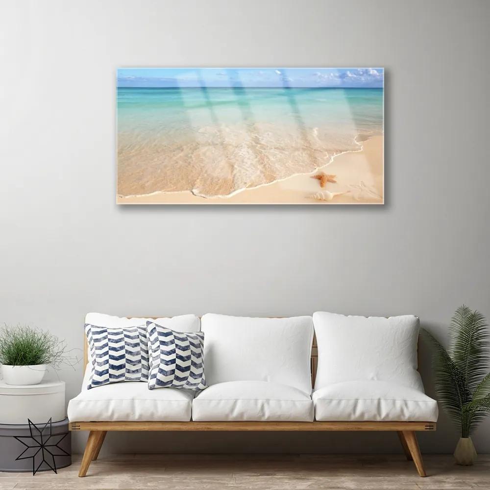 Obraz na skle Pláž hviezdice príroda 140x70 cm