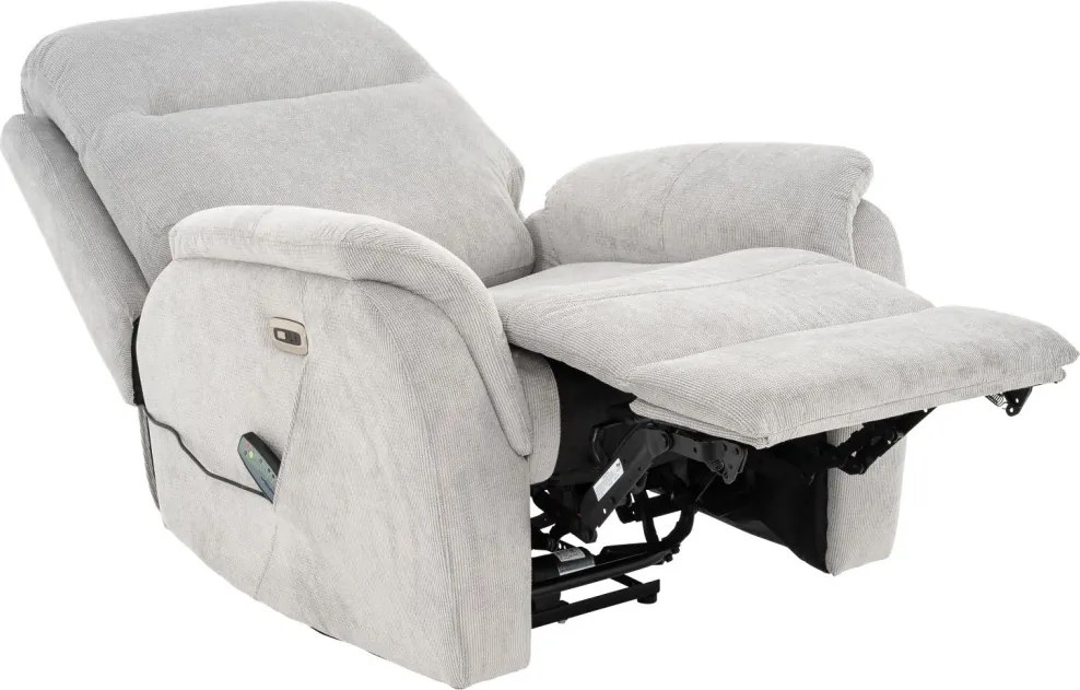 Masážne polohovacie kreslo Duncan, svetlo šedá látka