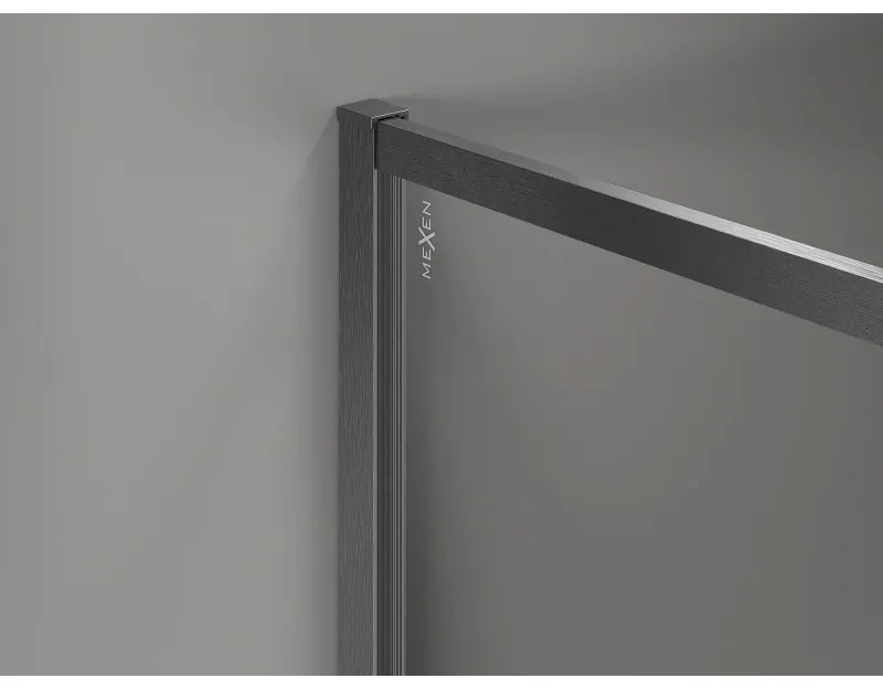 Mexen Kioto-XF, sprchová zástena s rámom 140 x 202 cm, 10mm sklo námraza, grafitový profil, 800-140-104-66-30-X