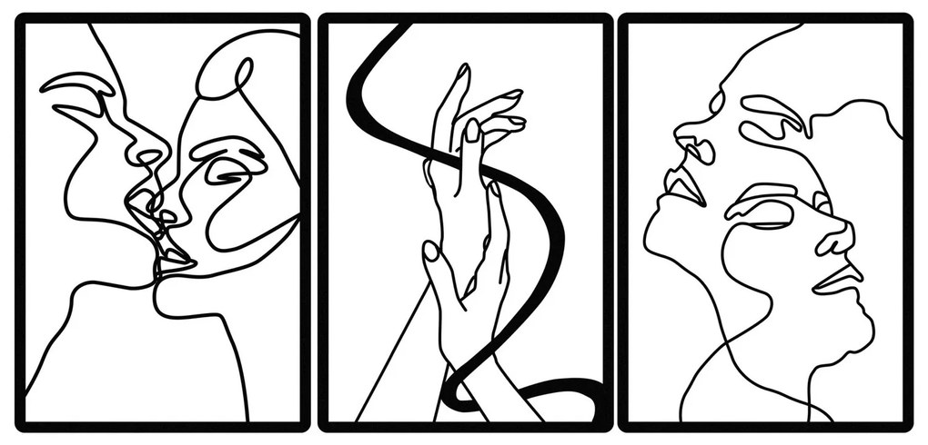 Nástenná kovová dekorácia Jednota lásky čierna