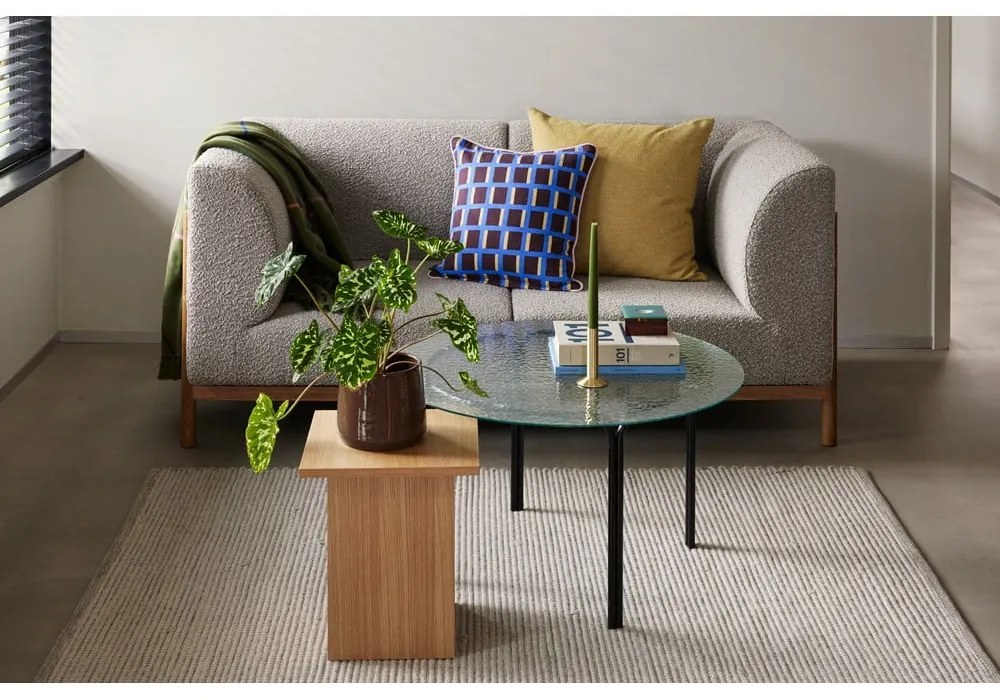 Čierny okrúhly konferenčný stolík so sklenenou doskou ø 80 cm Orbit – Hübsch