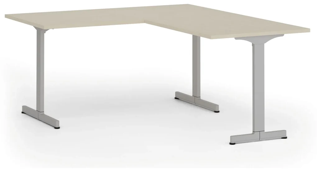 Kancelársky stôl PRIMO BETA L, 1600 x 1800 mm, sivá podnož, breza