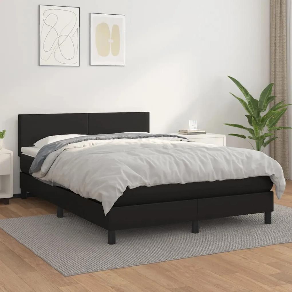 Boxspring posteľ s matracom čierny 140x190 cm umelá koža 3140999