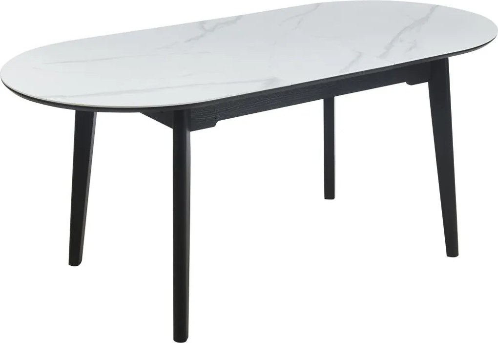 Vintino Rozkladací jedálenský stôl ELIAN 140–180 cm – biely mramor / čierna