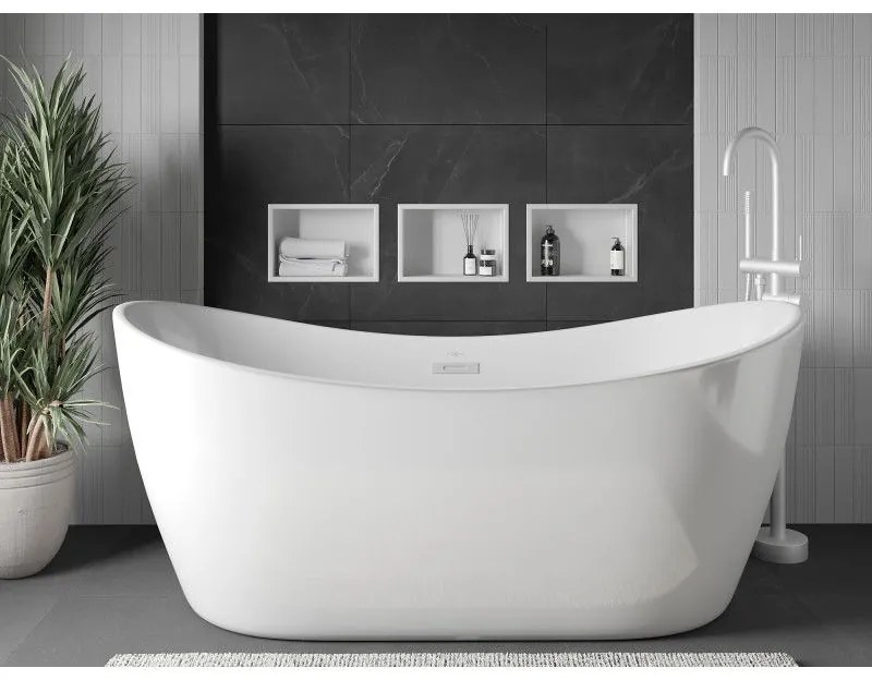 Mexen X-Wall-R, polička na zapustenie na obklad s golierom 30 x 20 cm, biela, 1920302010