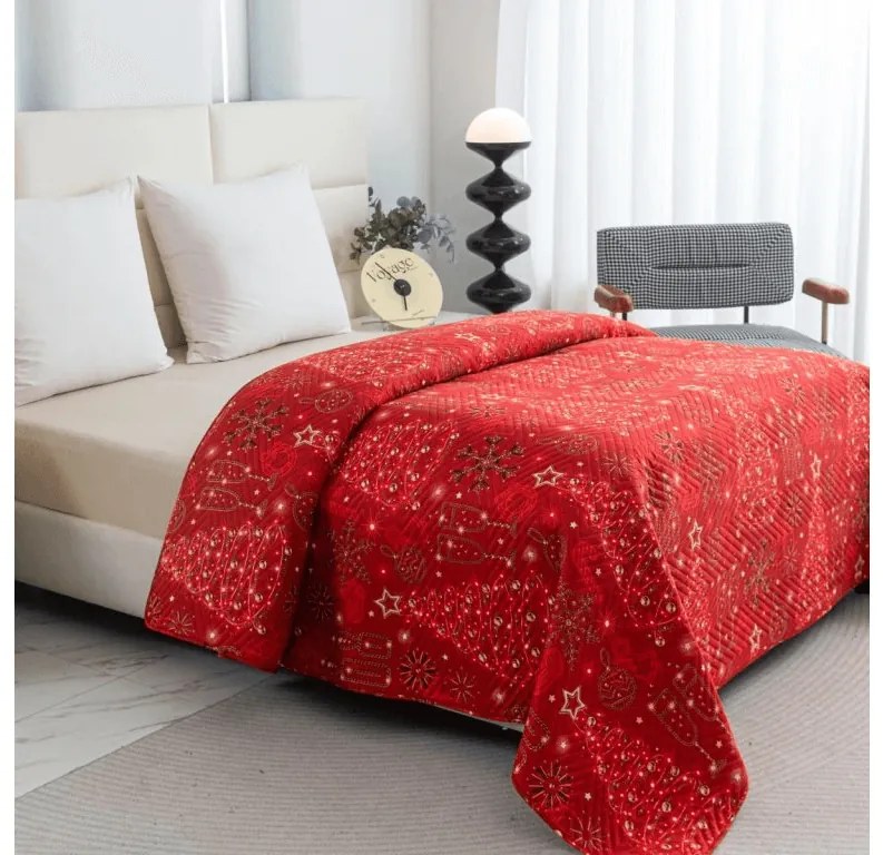 Prehoz na posteľ CHRISTMAS MAGIC, červený Rozmer: 200 x 220 cm