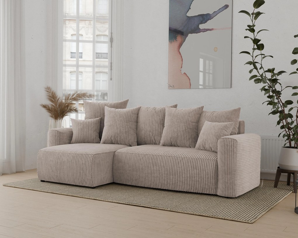 Rohová sedačka Denia (L) (svetlohnedá). Akcia -20%. Vlastná spoľahlivá doprava až k Vám domov. 1133109