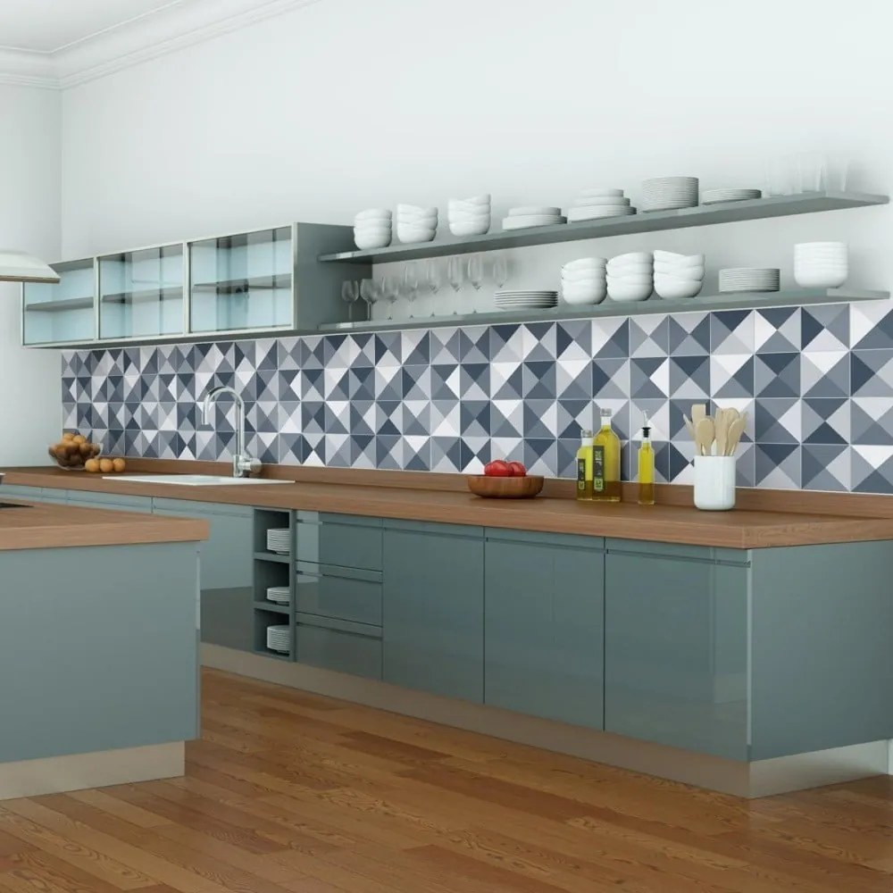 Sada 24 dekoratívnych samolepiek na stenu Ambiance Azulejos Shades, 15 × 15 cm