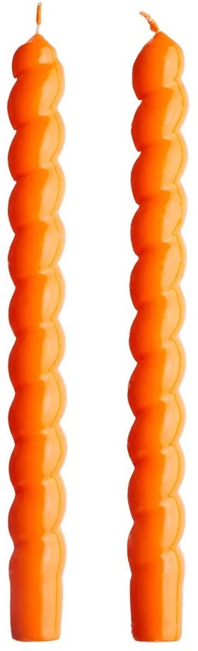 TWISTED Sada lesklých sviečok 2 ks 25,5 cm - oranžová