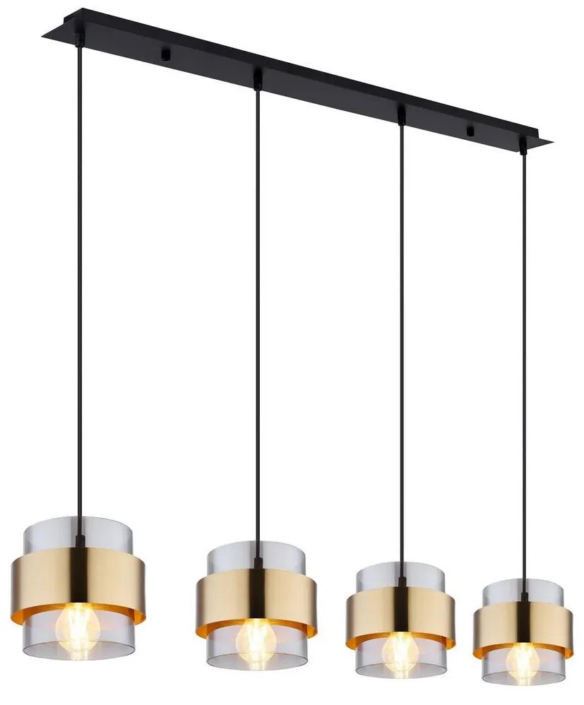 Globo 15560-4H - Luster na lanku MILEY 4xE27/60W/230V čierna/mosadz