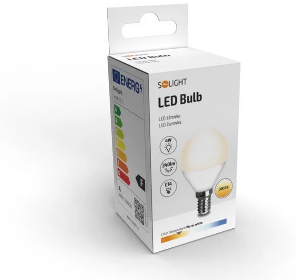 SOLIGHT LED žiarovka miniglobe matná P45 4W, E14, 3000K, 340lm