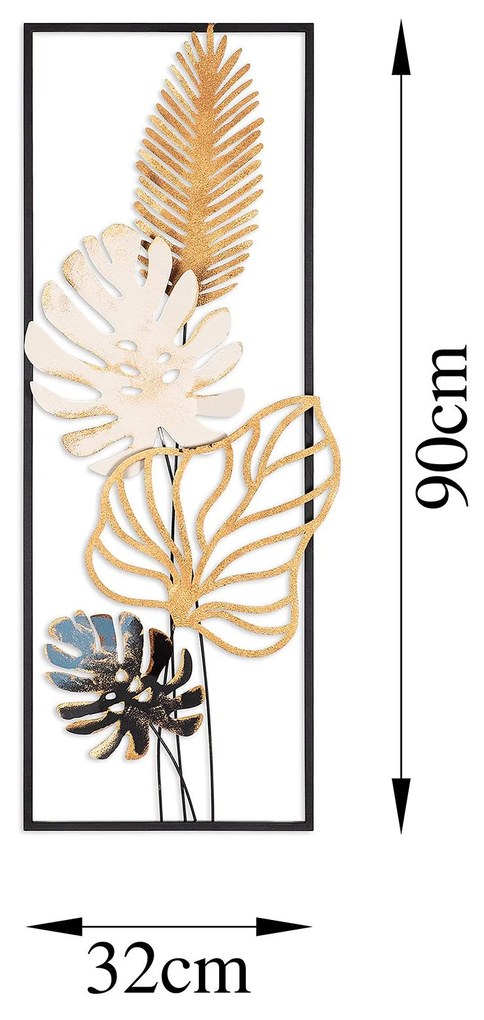 Nástenná kovová dekorácia Palmové listy viacfarebná