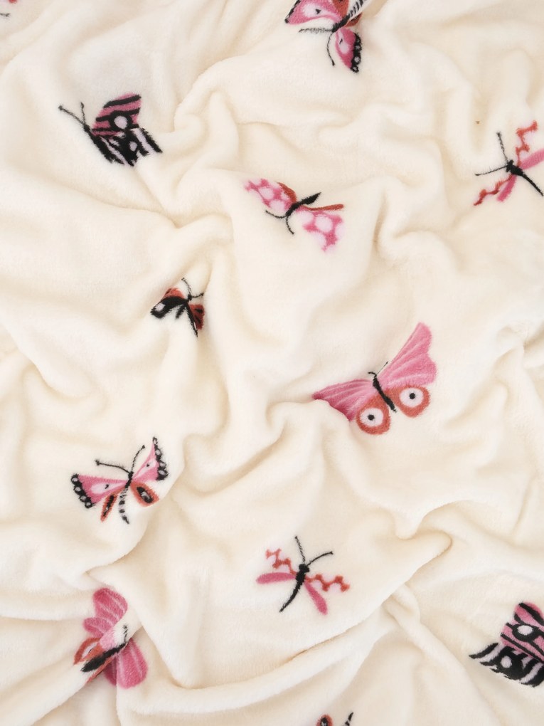 Detská deka do postieľky mikroplyš Exclusive 80 × 100 cm – Motýliky béžové