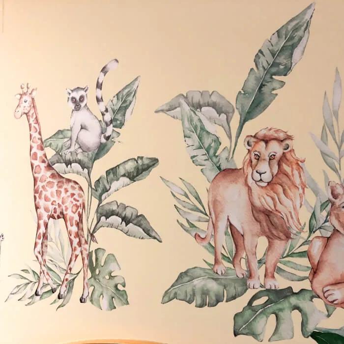 Textilná nálepka na stenu - SAFARI zvieratká z divočiny