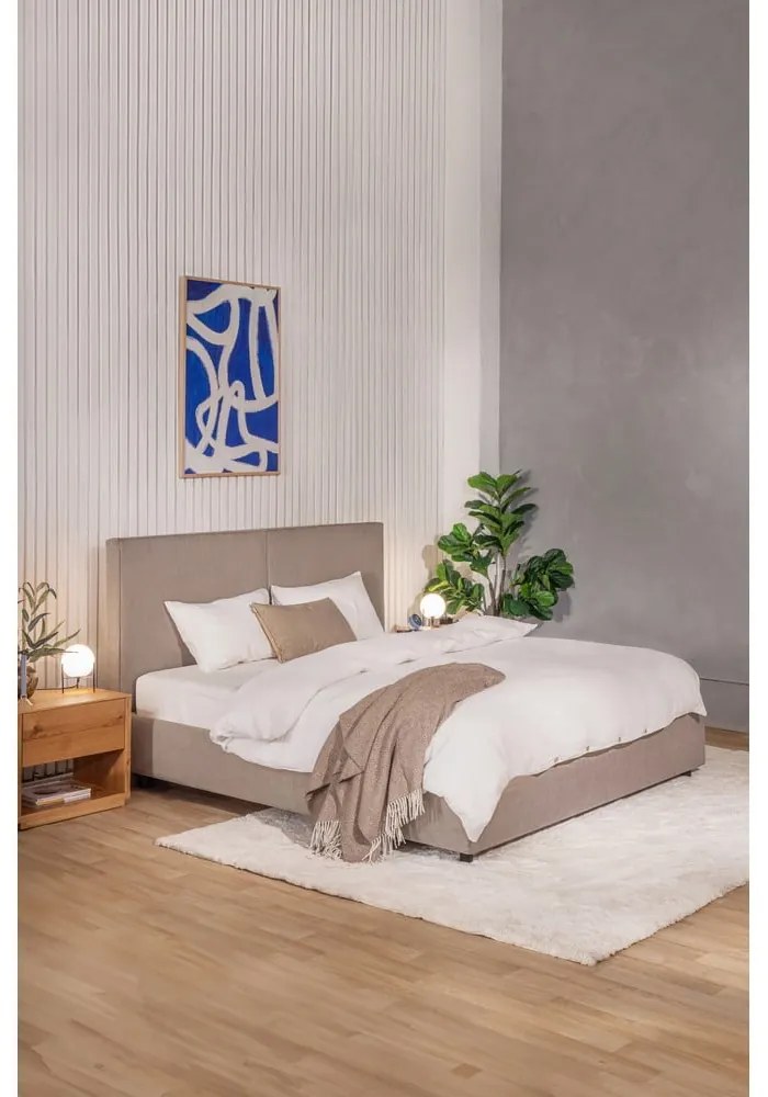 Čalúnená dvojlôžková posteľ taupe s úložným priestorom s roštom 180x200 cm Myra Bold – Bonami Selection