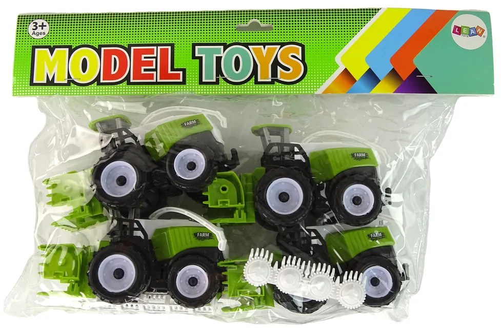 Lean Toys Súprava zelených kombajnov – 4ks.