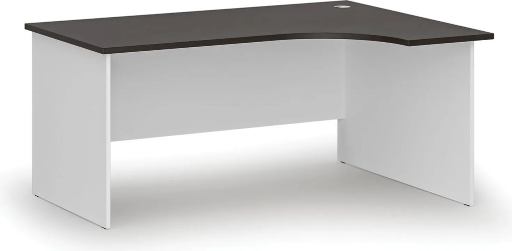 Rohový kancelársky písací stôl PRIMO WHITE, 160x120 cm, pravý, biela/wenge