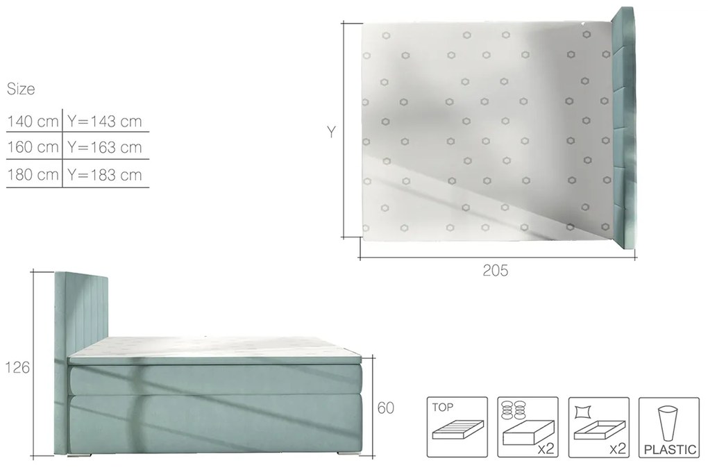 Čalúnená manželská posteľ s úložným priestorom Barmo 180 - čierna (Sawana 14)