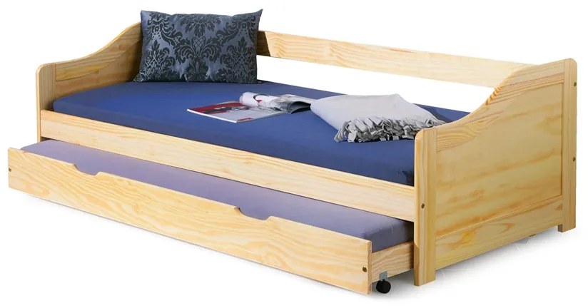 Drevená rozkladacia posteľ s prístelkou Laura 90 - borovica