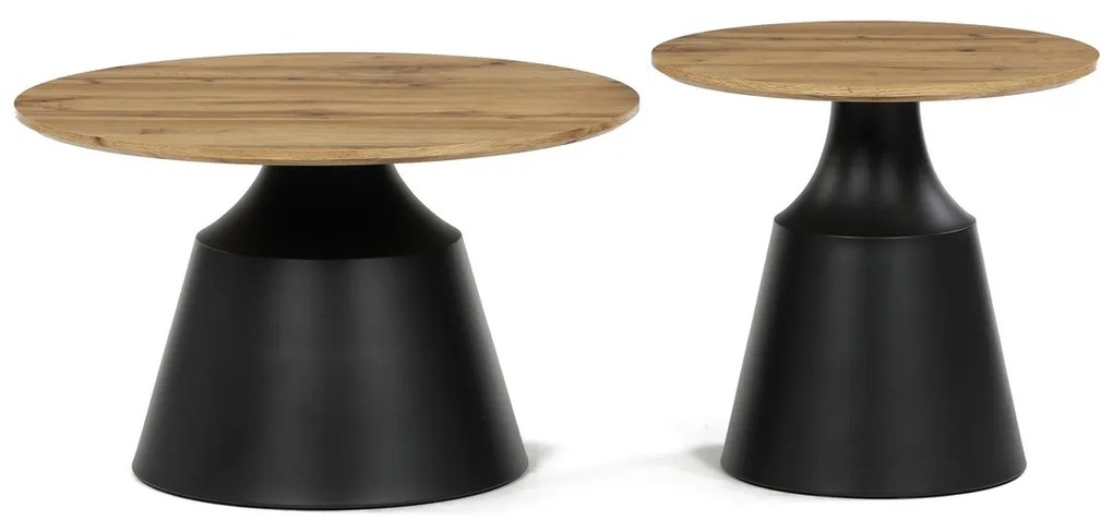 Súprava konferenčných stolíkov F4150 ART,remeselne spracovaný dub, 2 ks