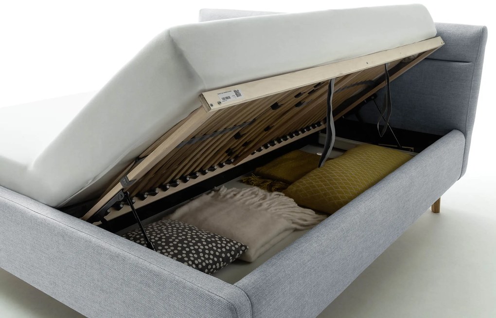 Dvojlôžková posteľ anika s úložným priestorom 140 x 200 cm svetlomodrá MUZZA