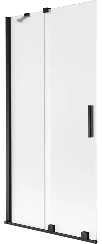 Mexen Velar, 2-krídlová posuvná vaňová zástena 95 x 150 cm, 8mm sklo námraza, čierna matná, 896-095-000-31-70