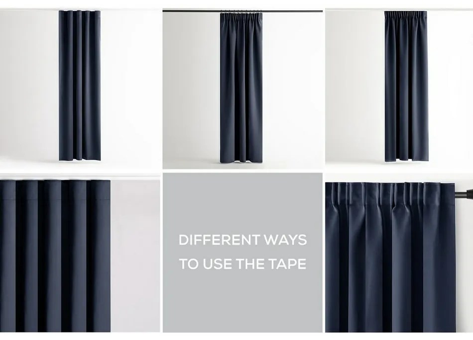 Restilo Záves Blackout Oxford Pleat indigo, 140 x 245 cm