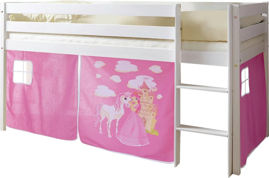 XXXLutz VYVÝŠENÁ POSTEĽ, 90/200 cm biela, pink MID.YOU - Detské izby - 000406003620