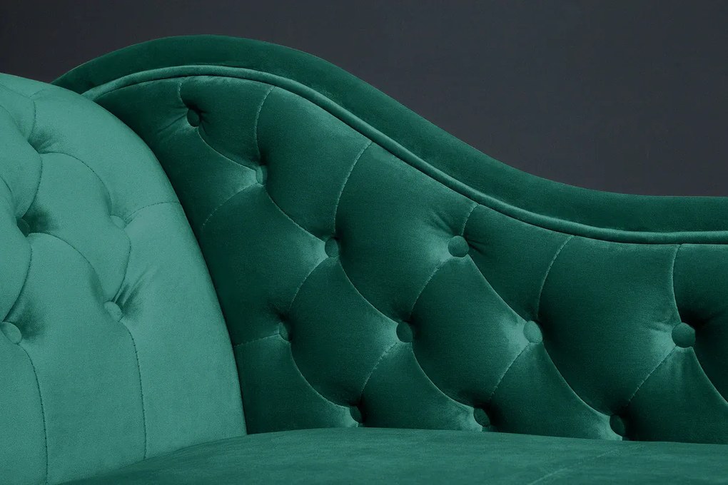 Leňoška CHESTERFIELD, zamatovo smaragdovo zelená