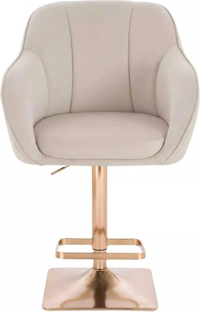 LuxuryForm DESIGN Barová stolička AVOLA VELUR na zlatej hranatej podstave - krémová