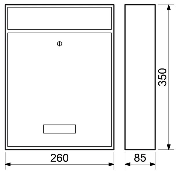 Poštová schránka na listy, 260 x 85 x 350 mm, strieborná