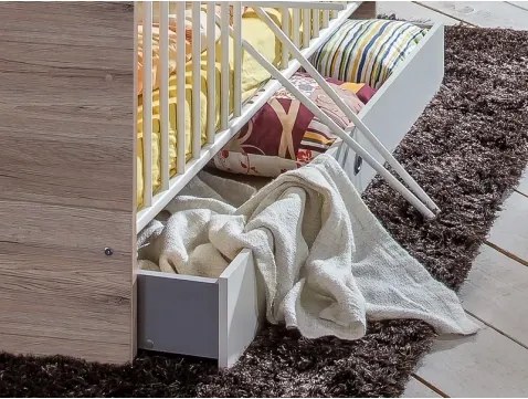 Úložná zásuvka pod posteľ Cariba, dub san remo/biela, na kolečkách%