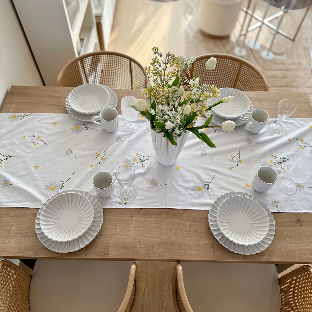Goldea behúň na stôl 100% bavlnené plátno - harmanček 50x180 cm