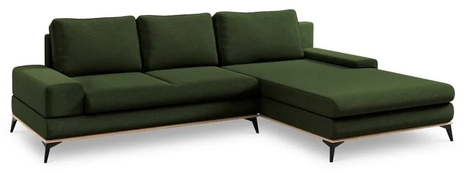 Fľaškovozelená rozkladacia rohová pohovka Windsor & Co Sofas Planet, pravý roh