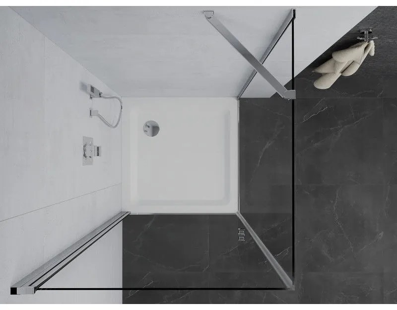 Mexen Pretoria sprchovací kút 100 x 100 cm, priehľadný, chróm + plochá sprchová vanička-852-100-100-01-00-4010