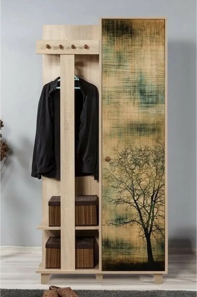 Vešiak so skriňou Garmanto Tree Sonoma Oak