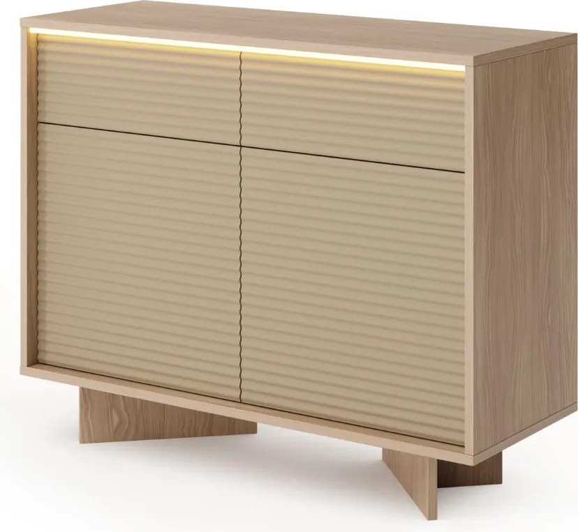 Komoda Semi D 104 cm 2D2S LED cappuccino bolivar naturalny