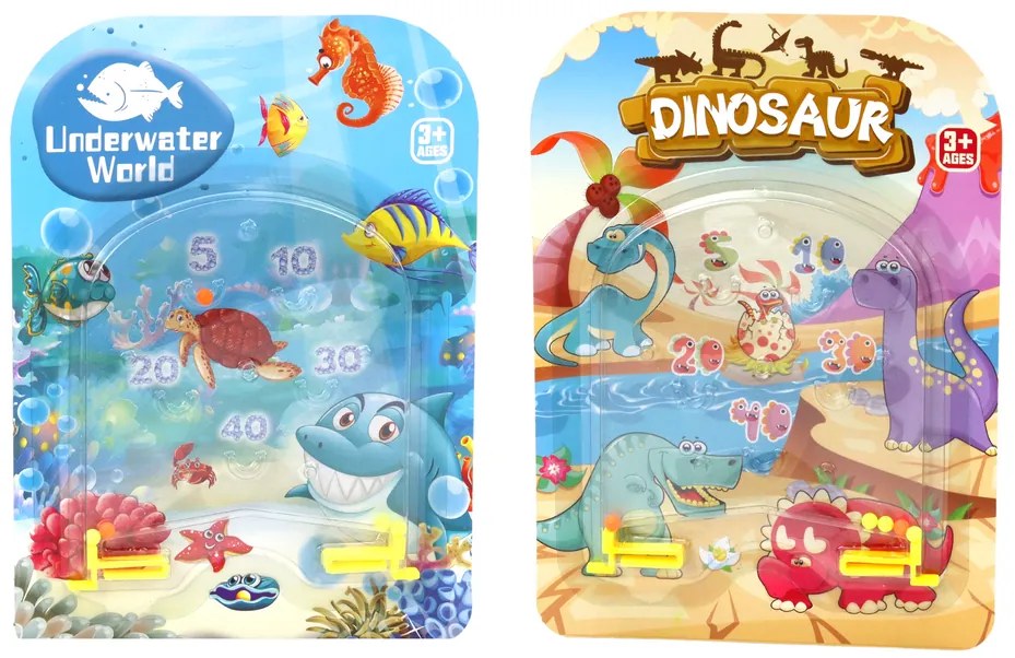 LEAN TOYS Vrecková hra Pinball – vesmír, dinosaury, oceán
