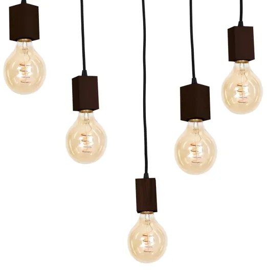 Luster na tyči JACK 5xE27/40W/230V hnedé drevo