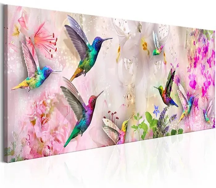 Obraz - Colourful Hummingbirds (1 Part) Narrow Veľkosť: 135x45, Verzia: Premium Print