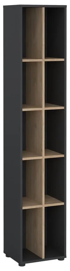 Knižnica v dekore duba v antracitovo-prírodnej farbe 41x205 cm Sign – Tvilum