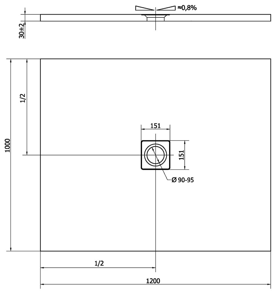 Polysan Polysan, FLEXIA sprchová vanička z liateho mramoru s možnosťou úpravy rozmeru 120x100x3cm, 71563