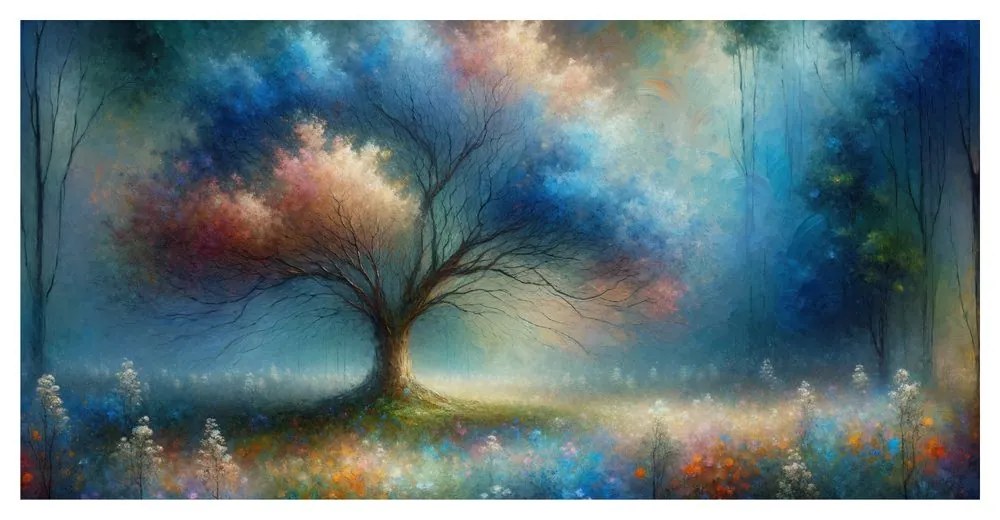 Obraz mystický strom života s kvetmi