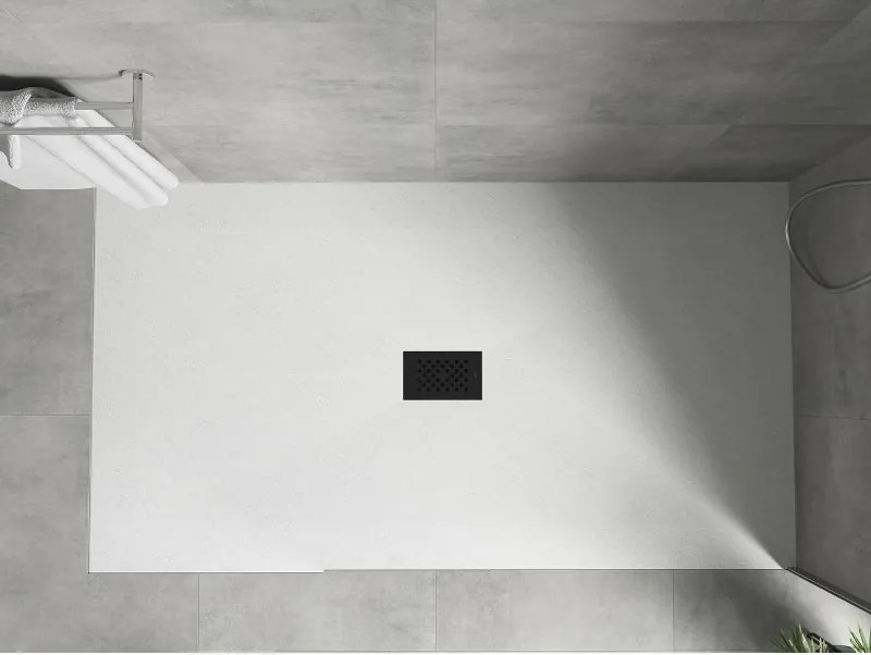 Mexen Hugo, obdĺžniková sprchová vanička SMC 160 x 100 cm, biela, čierna krytka, 42101016-B