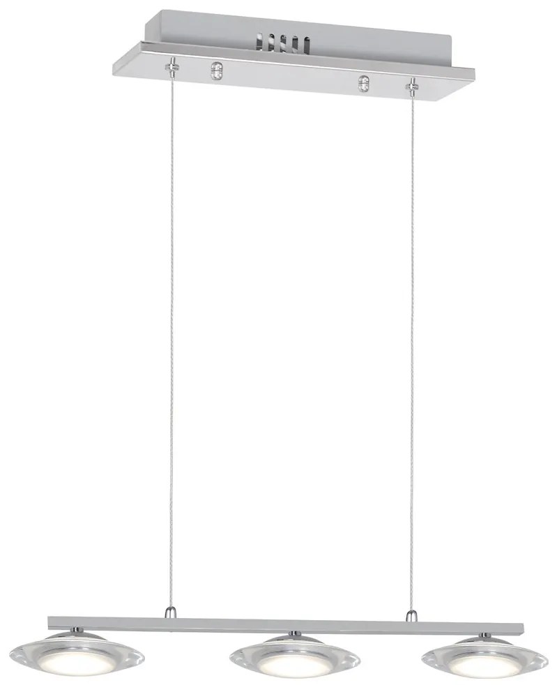 Závesné svietidlo Ellipse, 3x chrómové kovové tienidlo, ch/l