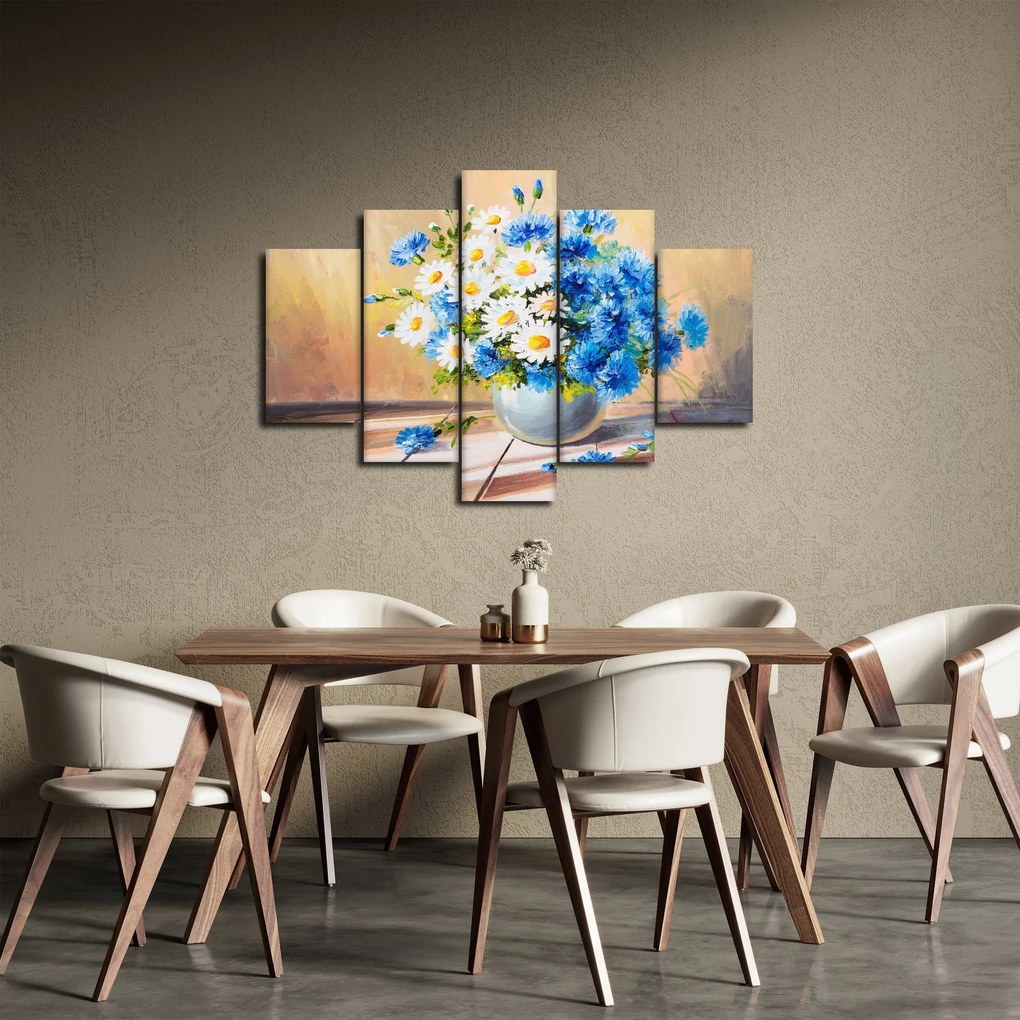 Maľovaný obraz vázy kvetín (150x105 cm)