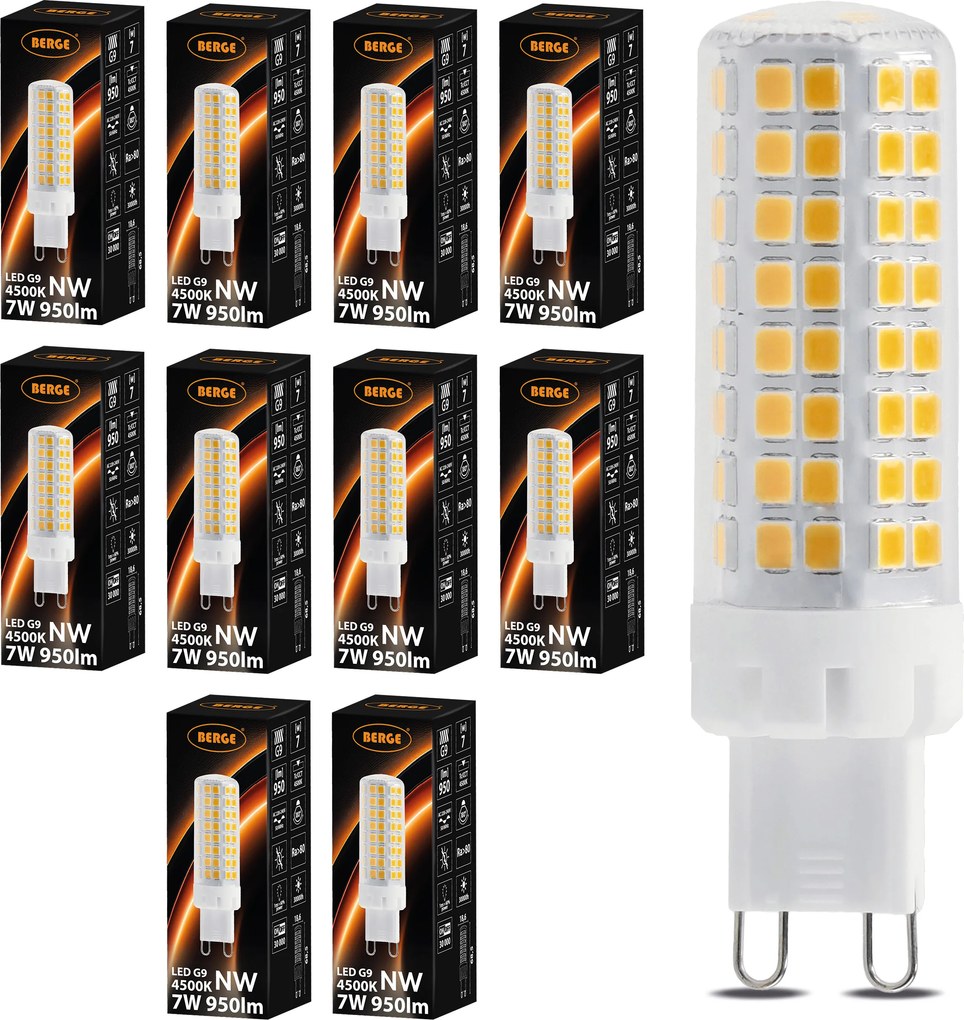 10x žiarovka G9 7W 950lm - neutrálná biela