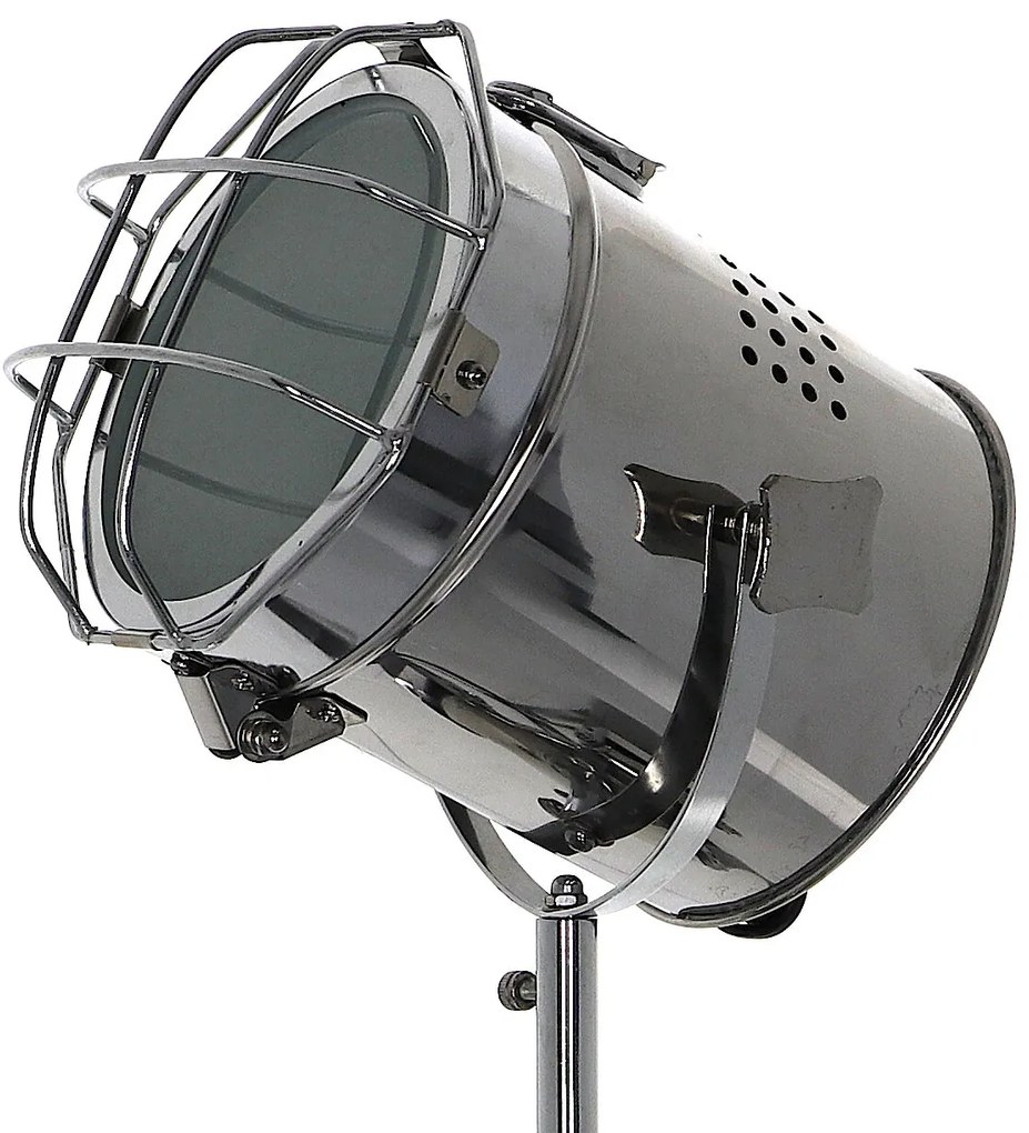 Dekorstudio Podlahová lampa TRIPOD na čiernej trojnožke s chrómovaným tienidlom