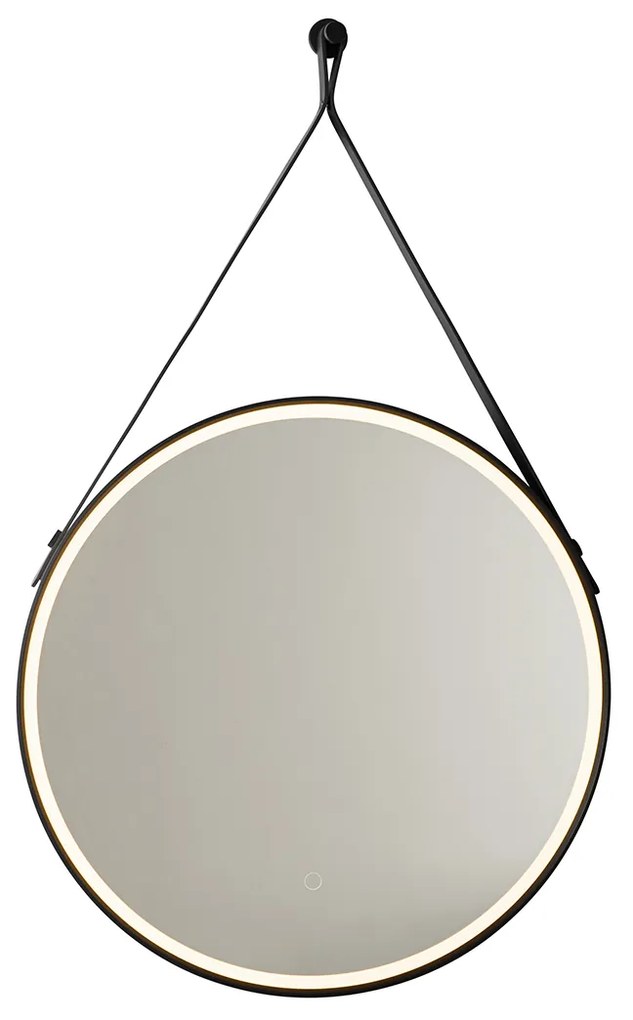 Moderné zrkadlo do kúpeľne čierne vrátane LED a dotykového stmievača - Pien