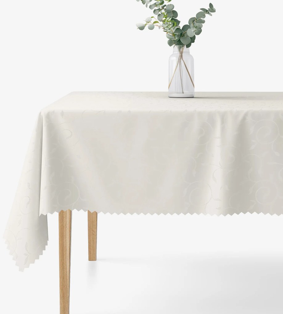 Goldea sviatočný hranatý teflónový obrus - smotanový s veľkými ornamentmi 120 x 140 cm